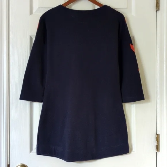 Field Flower Anthropologie Megara Floral Quarter Sleeve Tunic Sweater Navy XS - Picture 11 of 13